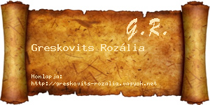Greskovits Rozália névjegykártya
